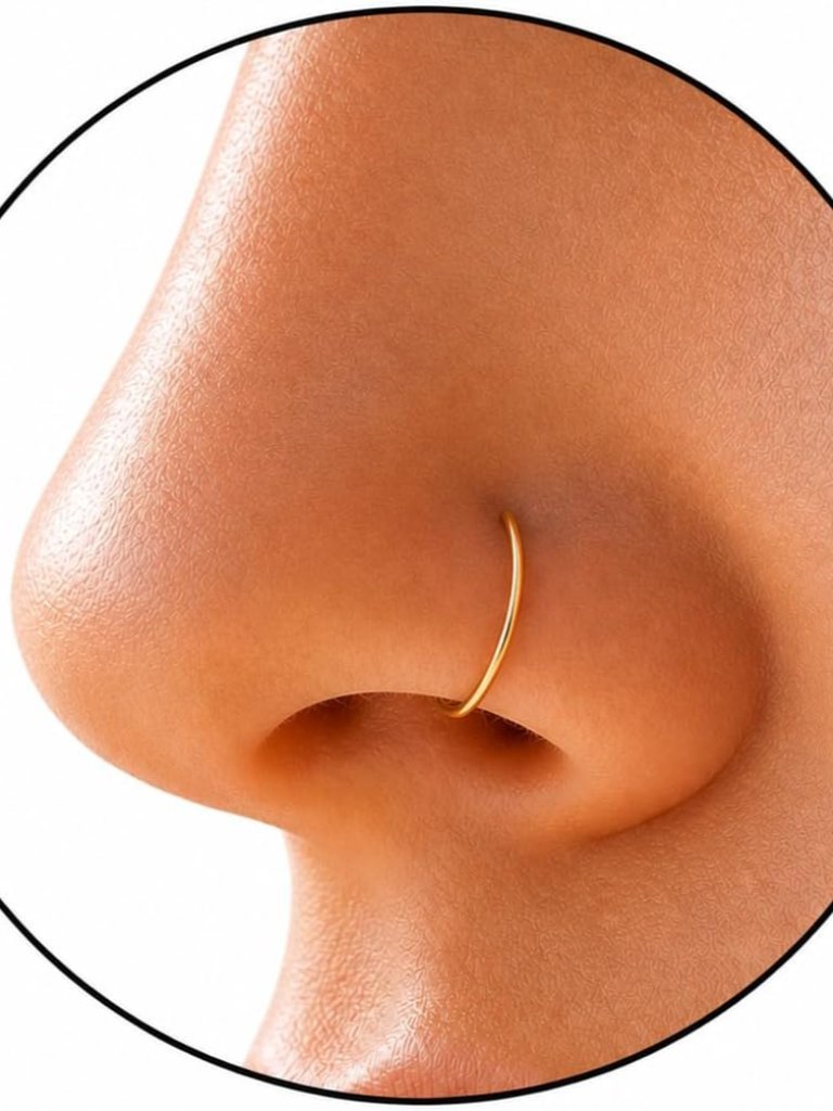 Gold Nose Ring  Tiny Thin 20 Gauge 7mm Nose Hoop  Small 14k Gold Filled Nose P